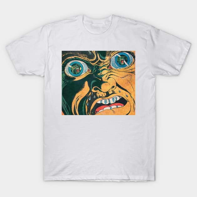 Comic Bulging Eyes with Ferocious Green Dog T-Shirt by Comic Dzyns